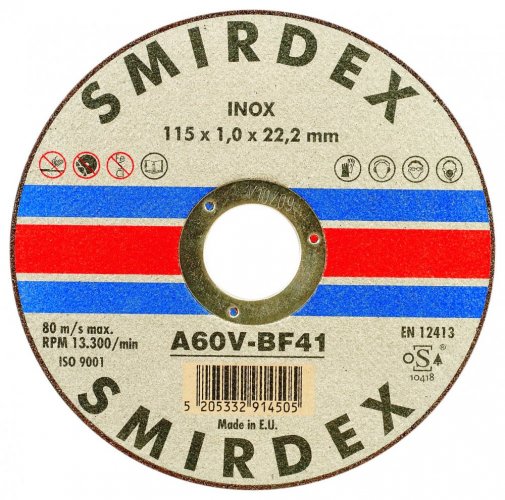 914 Inox řezný kotouč 115 mm x 1 mm x 22 mm